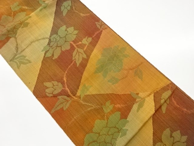 JAPANESE KIMONO / VINTAGE NAGOYA OBI / TSUMUGI / WOVEN FLOWER ARABESQUE